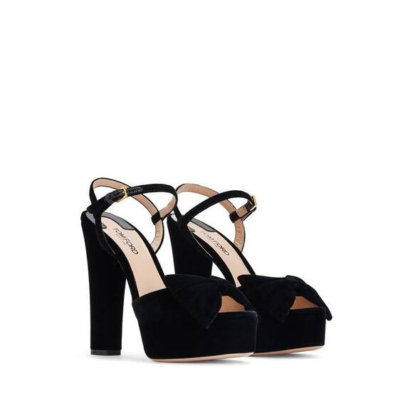 Tom Ford Brigitte Velvet Sandals in Black 38.5 - Picture 1 of 4